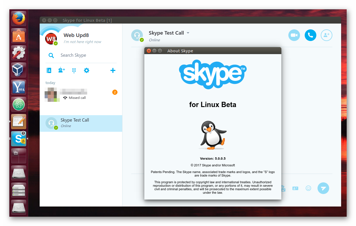 Вид Skype для Linux